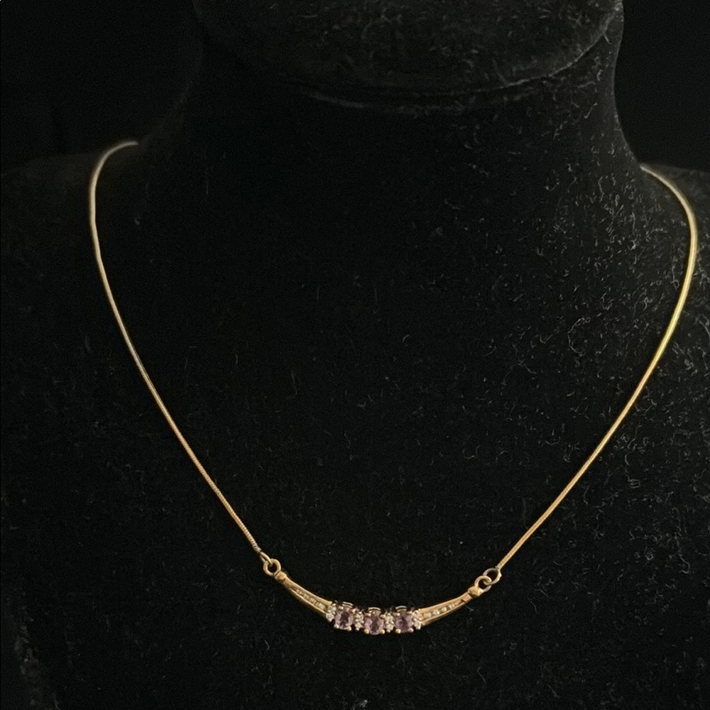 Elegant Gold Necklace with Purple Amethyst Accents